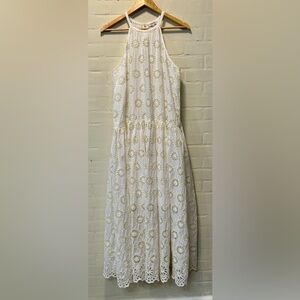 Madewell Cream Open Eyelet Maxi Dress Size M Boho Cottagecore Ethereal